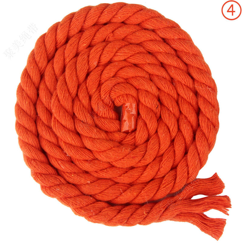Corde en coton tressée à 3 brins de 8 mm x 65.5 pieds pour fil à tricoter artisanal (04 Orange)