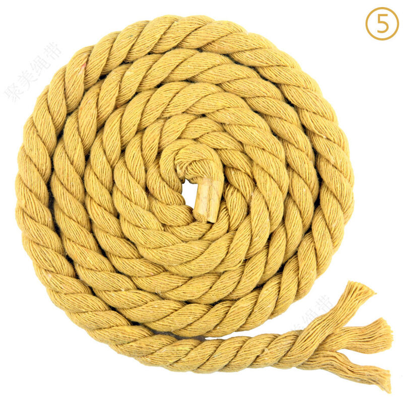 Corde en coton tressée à 3 brins de 8 mm x 65.5 pieds pour fil à tricoter artisanal (05 jaune)