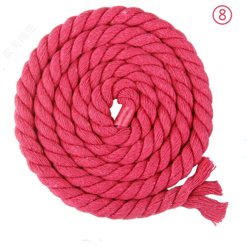 Corde en coton tressée à 3 brins de 8 mm x 65.5 pieds pour fil à tricoter artisanal (08 rose rouge)