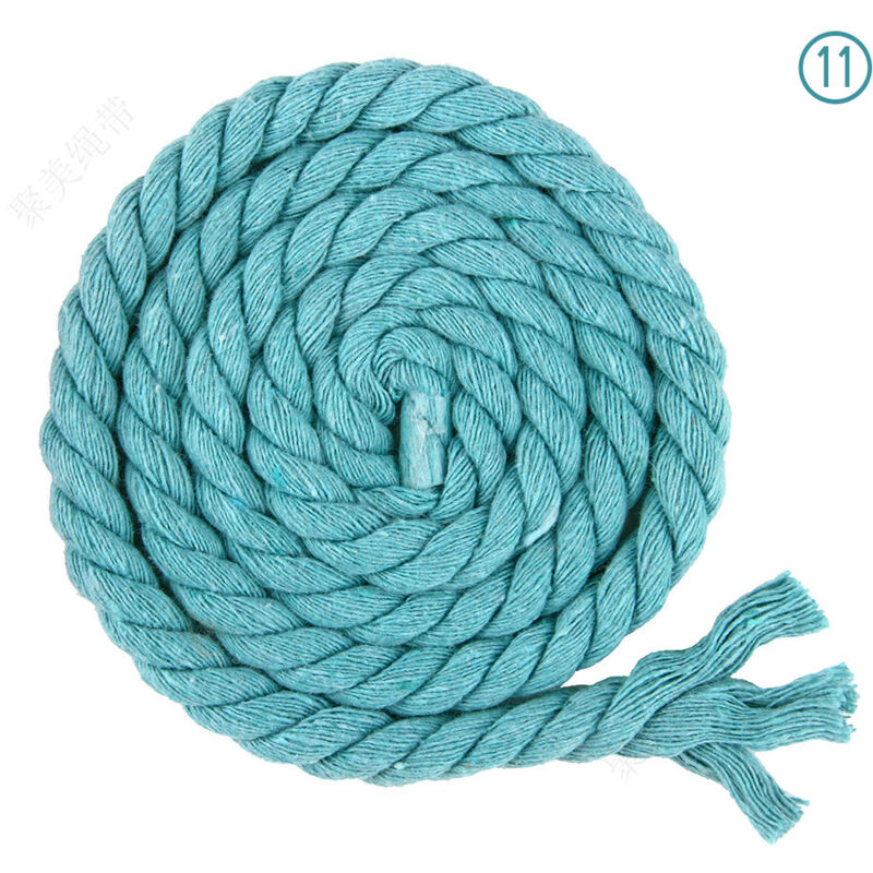 Corde en coton tressée à 3 brins de 8 mm x 65.5 pieds pour fil à tricoter artisanal (11 bleu clair)