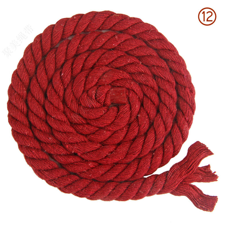 Corde en coton tressée à 3 brins de 8 mm x 65.5 pieds pour fil à tricoter artisanal (12 vin rouge)