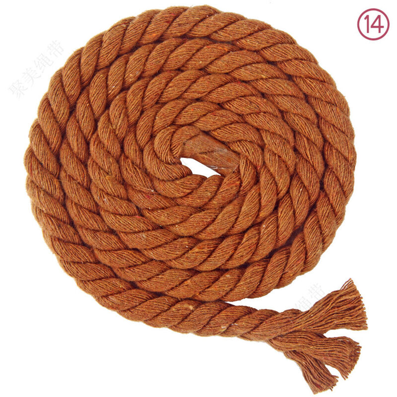 Corde en coton tressée à 3 brins de 8 mm x 65.5 pieds pour fil à tricoter artisanal (14 Brun)