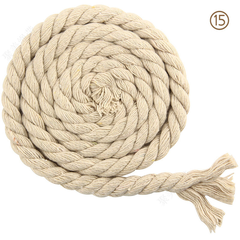 Corde en coton tressée à 3 brins de 8 mm x 65.5 pieds pour fil à tricoter artisanal (15 beige)