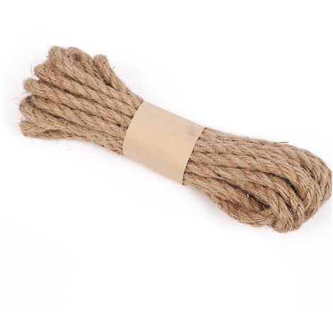 Corde en jute et chanvre de 1 cm d'épaisseur - 10 m / 32 pieds - Corde naturelle polyvalente pour les loisirs créatifs, les griffoirs pour chats et le jardinage