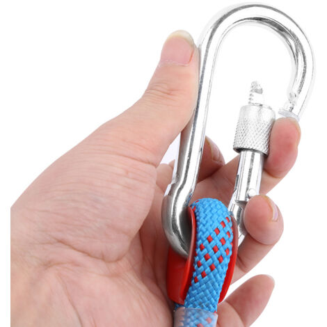 Corde en nylon 12mm avec mousqueton pour escalade, randonnée et camping (Bleu, 10 mètres)