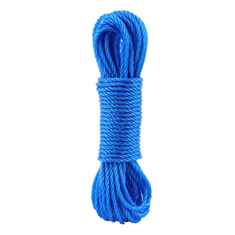 Corde en nylon de jardin 10m pour grimper, traction et attache (Bleu)