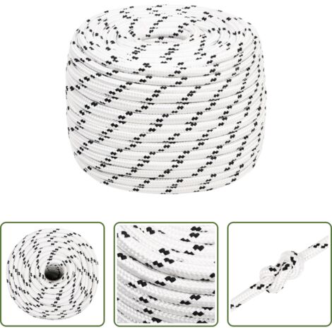 Corde en polyester -  Corde de bateau tressé Blanc 14 mmx100 m Polyester