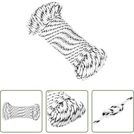 Corde en polyester -  Corde de bateau tressé Blanc 4 mmx100 m Polyester