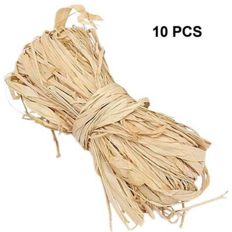 Corde en raphia naturel, 50 g par paquet, 10 paquets au total, attache végétale naturelle, décoration, bricolage