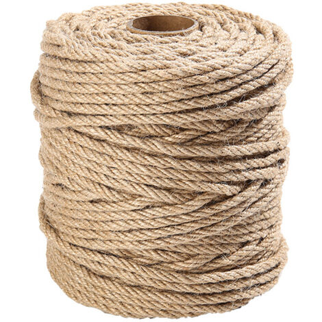 Corde en Sisal Naturelle pour Réparation et Remplacement de Chat Scratch Pilier, Rayure Arbre, Arbres à Chat Rayure Tampon, Corde de Jute 6 mm  15 m, Décoration de Bricolage de Jardin et Maison