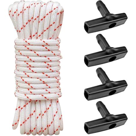 Corde Lanceur Tondeuse, 10m Lanceur Tondeuse, Câble de Traction et 4 Poignées de Démarrage, Convient pour Tondeuses à Gazon, Tondeuses, Coupe-Bordures, Débroussailleuses, Pièces de Moteur
