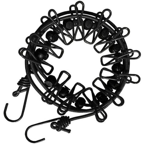 corde Linge Flexible,portable Tendoir Linge Avec 12 Boucles De Positionnement Noires Pour Camping Randonne Voyages De Plage Et L'utilisation Do