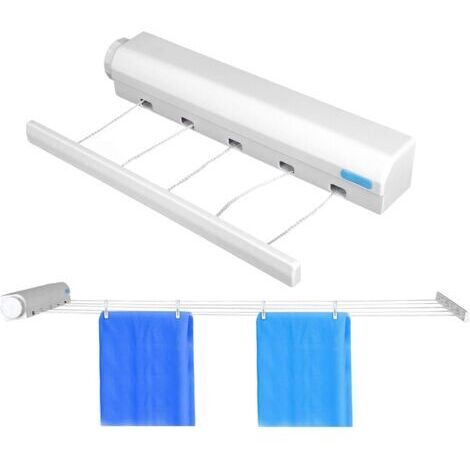 Corde Linge Rétractable Portable Maison Intérieur Extérieur Vêtements en Plastique Corde Séchage Support Mural Compact Corde Linge Cintre(5 Lignes)dengyank
