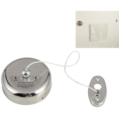 corde  Linge Rtractable - Ligne De Lavage Murale Tendoirs Amovible Pour Intrieur Un Htel Salle De Bains Fil  Linge Clothesline, 2,8 Mtres (argent)