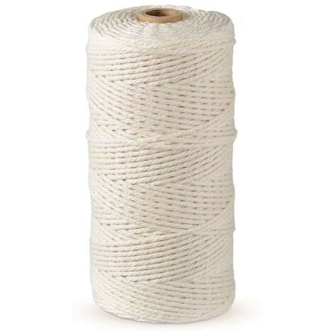 corde macramé 2mm 200m, fil de coton pour macramé, ficelle de coton pour bricolage, décoration, tricot, cadeau, Beige, 1pcs，HANBING