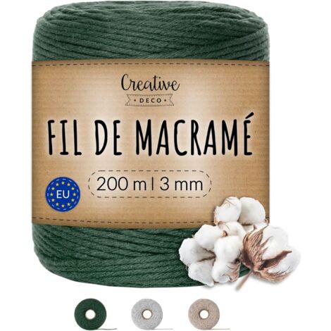 Corde Macramé En Coton Blanc 2mm X 200m - Pour Travaux Manuels, Attrape-Rêves, Décoration Bohème, Cuisine - Ficelle Souple Et Robuste