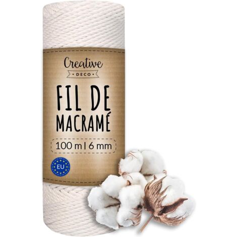 Corde Macramé en Coton 6mm x 100m Blanc