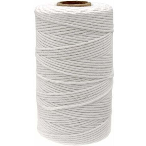 Corde Macramé en Coton Ficelle Blanche 2mm x 100M pour Travaux Manuels, Cuisine, Lier la Viande, Emballage