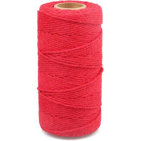 Corde Macramé en Coton Ficelle Decorative 2mm x 100M pour Bricolage, Travaux Manuels, Emballage Cadeau - Rouge