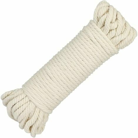Corde Macramé en Coton Naturel 10mm, 10 mètres, Cordon en Coton Macramé, pour Suspensions de Plantes, Déco Bohème, Emballage, Tricotage DRIVE