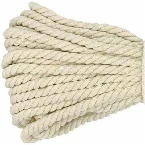 Corde macramé épaisse en coton tressé 8mm x 20m – Pour travaux manuels créatifs – Souple et flexible – Solidité maximale