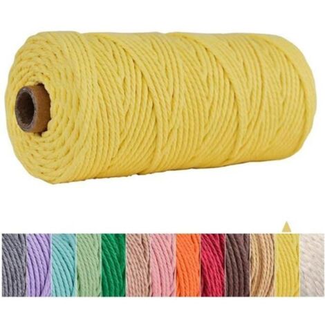 Corde Macramé, Fil Macrame Coton 3mm x 100m Naturel, Ficelle Corde pour Tressée DIY, Tapisserie de Plante Cintre de Drapeau