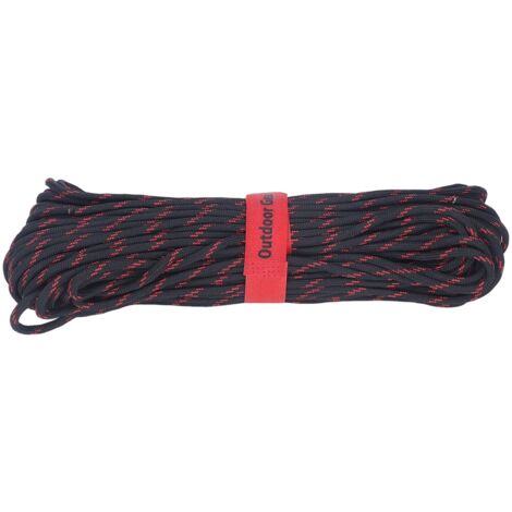 Corde Parachute 11 Brins Paracord pour Randonnée Escalade Survie Équipement Extérieur Noir Rouge