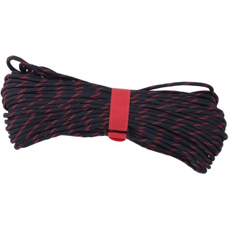 Corde Parachute 11 Brins Paracord pour Survie Camping Randonnée Noir Rouge