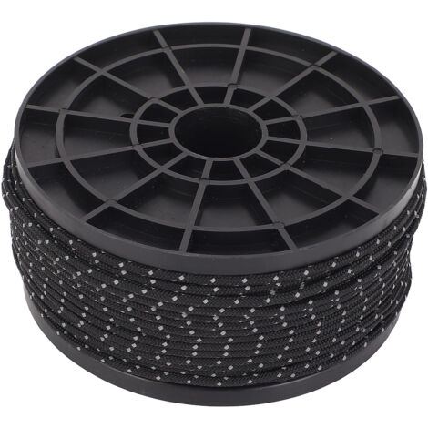 Corde Parachute Réfléchissante PP - 164FT/50m Diamètre 2.5mm Portable Multi-Usage - Corde Réfléchissante pour Camping Randonnée Sécurité Nocturne Tente Sac Noir