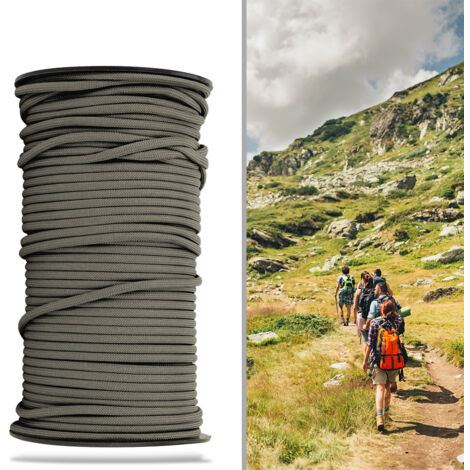 Corde parachute robuste 4mm 100m pour camping et randonnée (Kaki)