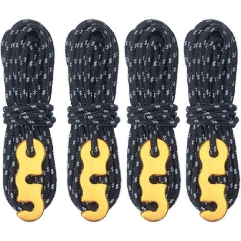 Corde réfléchissante à haute résistance 4PCS 4mm (noir)