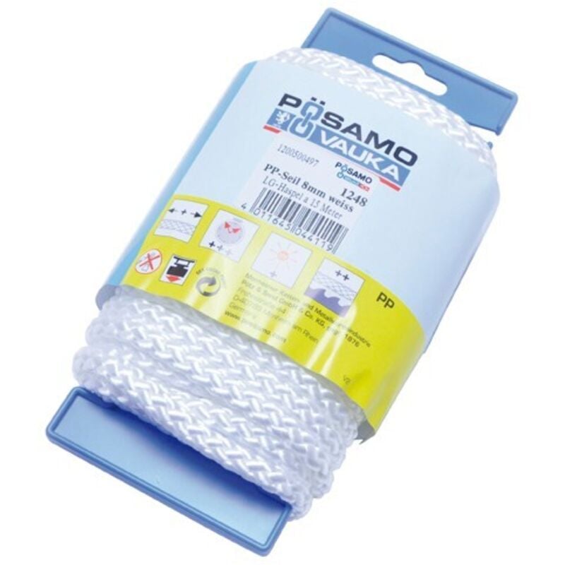Corde tressée en polyamide PP-8mm a 15m blanc (Par 5)