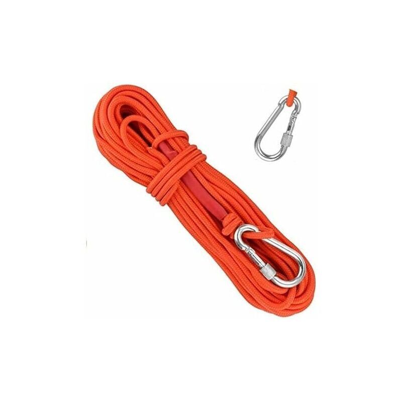 Corde Tressée en Polypropylène Cordes Escalade 20M avec Mousqueton Protection uv Anti-moisissure Anti-Corrosion Multifonctionnel pour Pêche Alpinisme