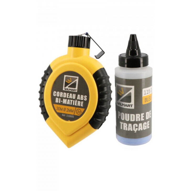 Cordeau bi-matière fil coton 30 m avec poudre à tracer 115 g