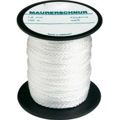 Cordeau de maçon, Perlon, Couleur : Blanc naturel, Long. 100 m, Résistance mécanique env. 100 kg, Ø : 2,0 mm