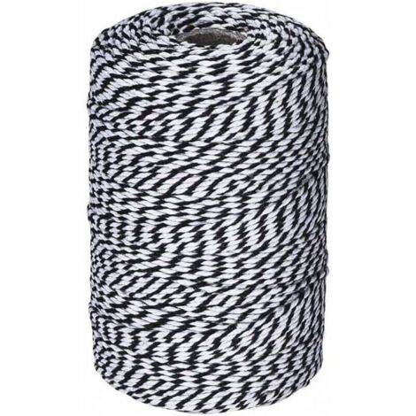 Cordel blanco y negro de 2 mm x 100 m (blanco y negro), cordón de algodón para panadería, cuerda de algodón para fiestas.