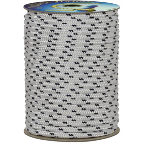 Corderie Italiane 001038863 Treccia mare multiuso giardino e fai da te, stabilizzato ai raggi U.V. resistente a intemperie e agenti atmosferici, 4 mm, 500 mt, colore bianco con spia blu