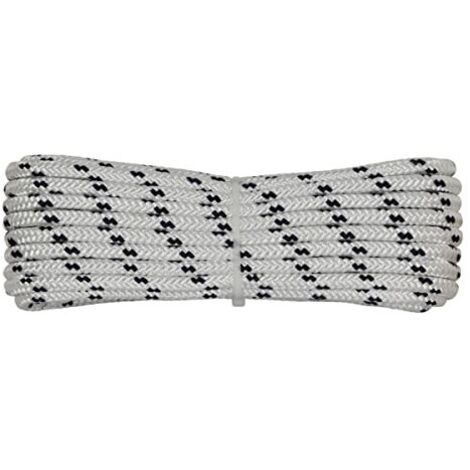 Corderie Italiane 006000457 Treccia mare multiuso giardino e fai da te, stabilizzato ai raggi U.V. resistente a intemperie e agenti atmosferici, 6 mm, 30 mt, colore bianco con spia blu