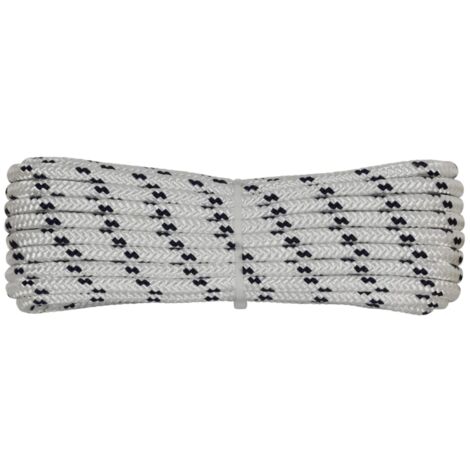 Corderie Italiane 006000495 Treccia mare multiuso giardino e fai da te, stabilizzato ai raggi U.V. resistente a intemperie e agenti atmosferici, 10 mm, 10 mt, colore bianco con spia blu