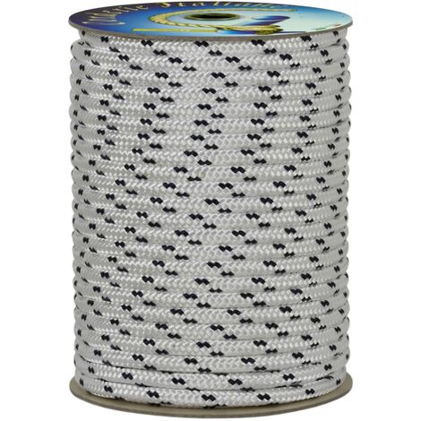 Corderie Italiane 006000501 Treccia mare multiuso giardino e fai da te, stabilizzato ai raggi U.V. resistente a intemperie e agenti atmosferici, 10 mm, 20 mt, colore bianco con spia blu
