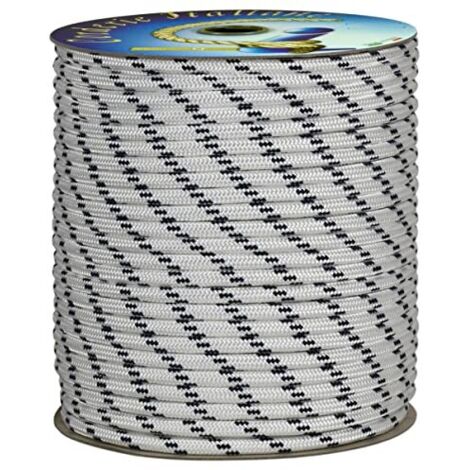 Corderie Italiane 006000761 Treccia mare multiuso giardino e fai da te, stabilizzato ai raggi U.V. resistente a intemperie e agenti atmosferici, 12 mm, 20 mt, colore bianco con spia blu
