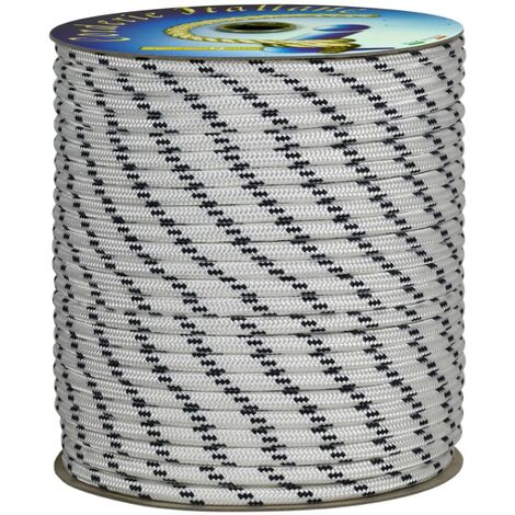Corderie Italiane 006000792 Treccia mare multiuso giardino e fai da te, stabilizzato ai raggi U.V. resistente a intemperie e agenti atmosferici, 14 mm, 10 mt, colore bianco con spia blu