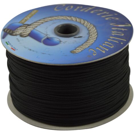 Corderie Italiane 006037101 Cordino Colorato Hobby, Nero, 3 mm, 200 mt