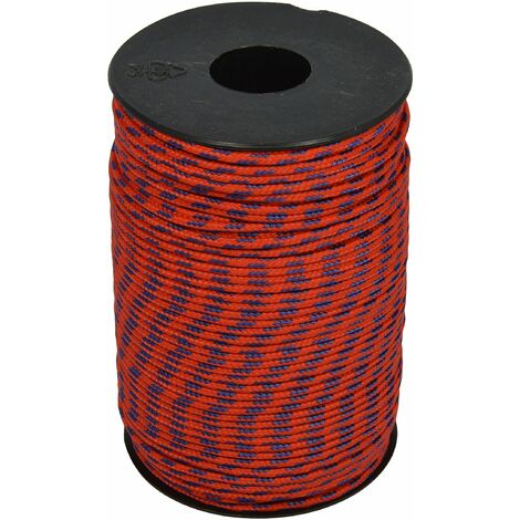 Corderie Italiane 006040835 Treccia Sky Cordino Intrecciato, Rosso/Blu, 2 mm, 100 mt