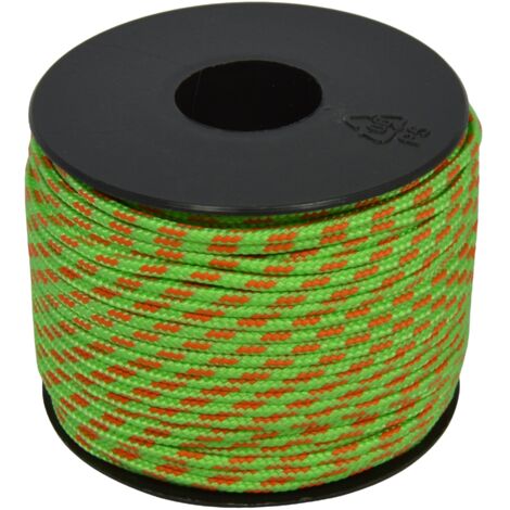 Corderie Italiane 006040866 Treccia Sky Cordino Intrecciato, Verde Flu/Arancione, 2 mm