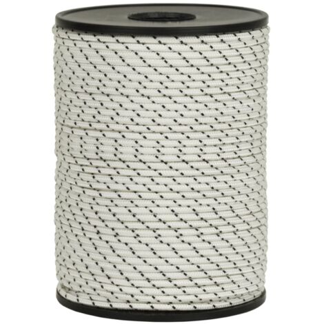 Corderie Italiane®, 006045014, Sagola per fucili da sub, anima in Dyneema® SK75 intrecciato, rivestimento in Poliestere Alta Tenacità prestirato, diametro 2,5 mm, 50 metri, Colore Bianco - Nero