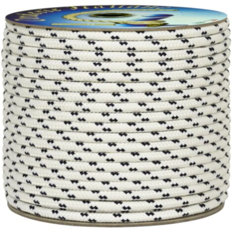 Corderie Italiane 006091653 Treccia mare cordino multiuso giardino e fai da te, stabilizzato ai raggi U.V. resistente a intemperie e agenti atmosferici, 3 mm, 50 mt, colore bianco con spia blu