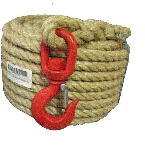 CORDERIE MESNARD-Cordage à poulie chanvre 20M avec crochet Diam. 20/22 - CPCHS200C020N