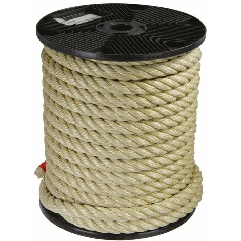 Corderies Tournonaises – Cordage en polypropylène havane 4 torons 18 mm – Résistance 4518 kg – Longueur 27 m pour usages intensifs