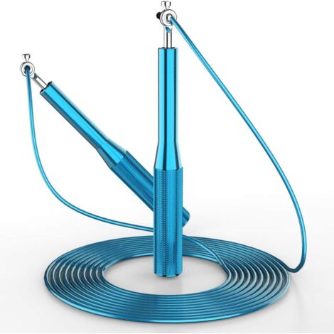 Cordes à Sauter 3 Mètres, Corde à Sauter, Corde à Vitesse Réglable pour la Longueur de Remise en Forme, Idéal pour l'exercice Aérobie, la Formation de Vitesse - Bleu-Fei Yu